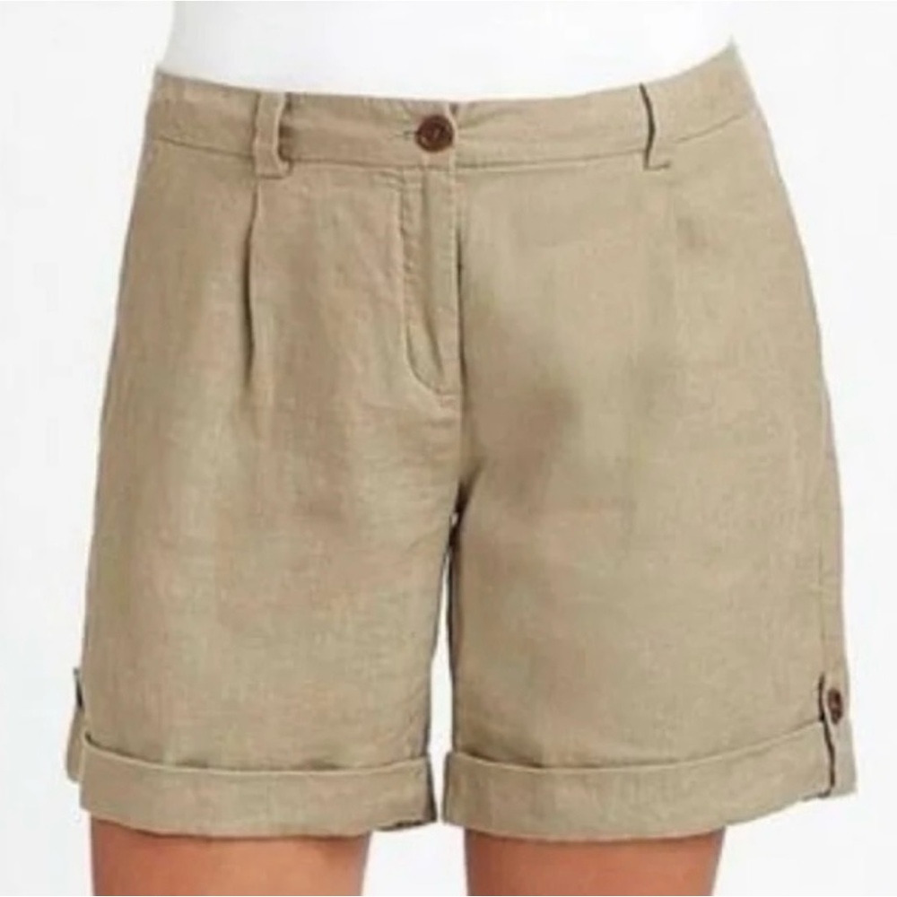 Eileen Fisher Linen Cuffed City Shorts Size 6